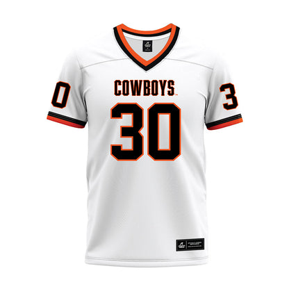 Oklahoma State - NCAA Football : Jaylon White - White Premium Football Jersey-0