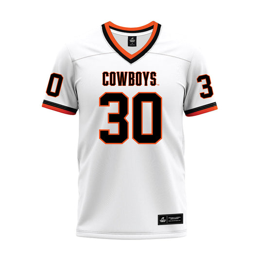 Oklahoma State - NCAA Football : Jaylon White - White Premium Football Jersey-0