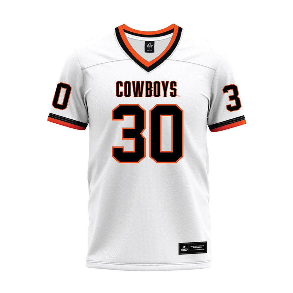 Oklahoma State - NCAA Football : Trip White - White Premium Football Jersey-0