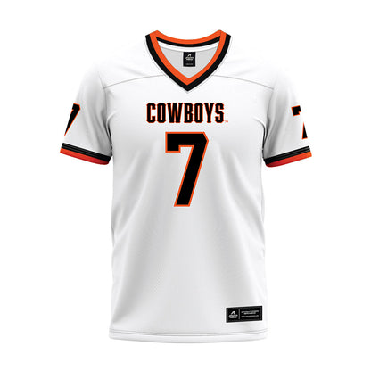 Oklahoma State - NCAA Football : Shamar Rigby - White Premium Football Jersey-0