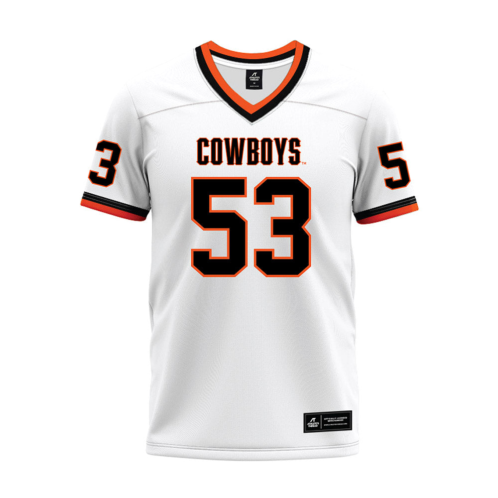 Oklahoma State - NCAA Football : Jaxson Duffield - White Premium Football Jersey-0