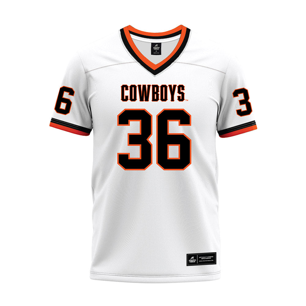 Oklahoma State - NCAA Football : Colin Morriss - White Premium Football Jersey