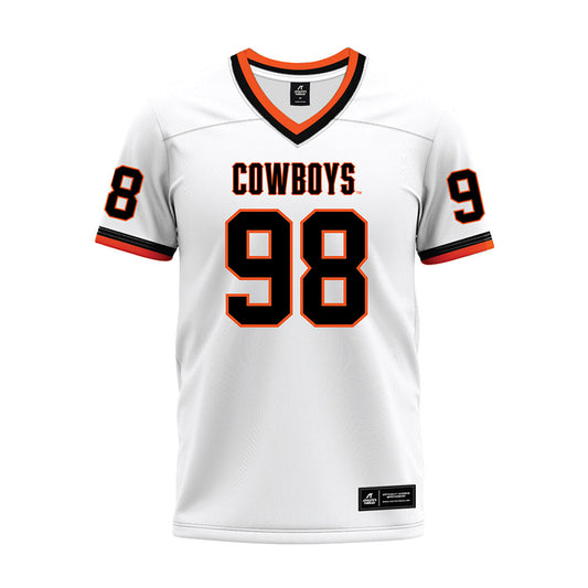 Oklahoma State - NCAA Football : Luke Webb - White Premium Football Jersey-0