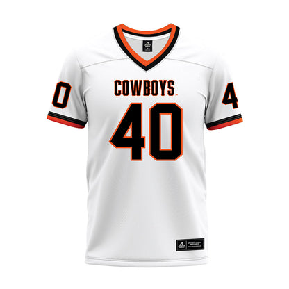 Oklahoma State - NCAA Football : Taje McCoy - White Premium Football Jersey-0