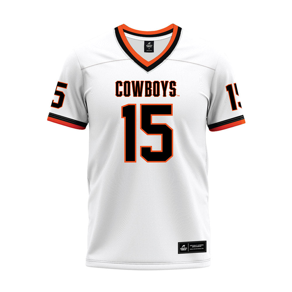 Oklahoma State - NCAA Football : Kameron Powell - White Premium Football Jersey-0
