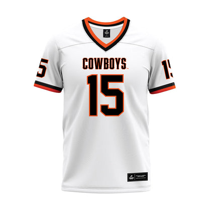 Oklahoma State - NCAA Football : Kameron Powell - White Premium Football Jersey-0