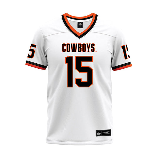 Oklahoma State - NCAA Football : Kameron Powell - White Premium Football Jersey-0