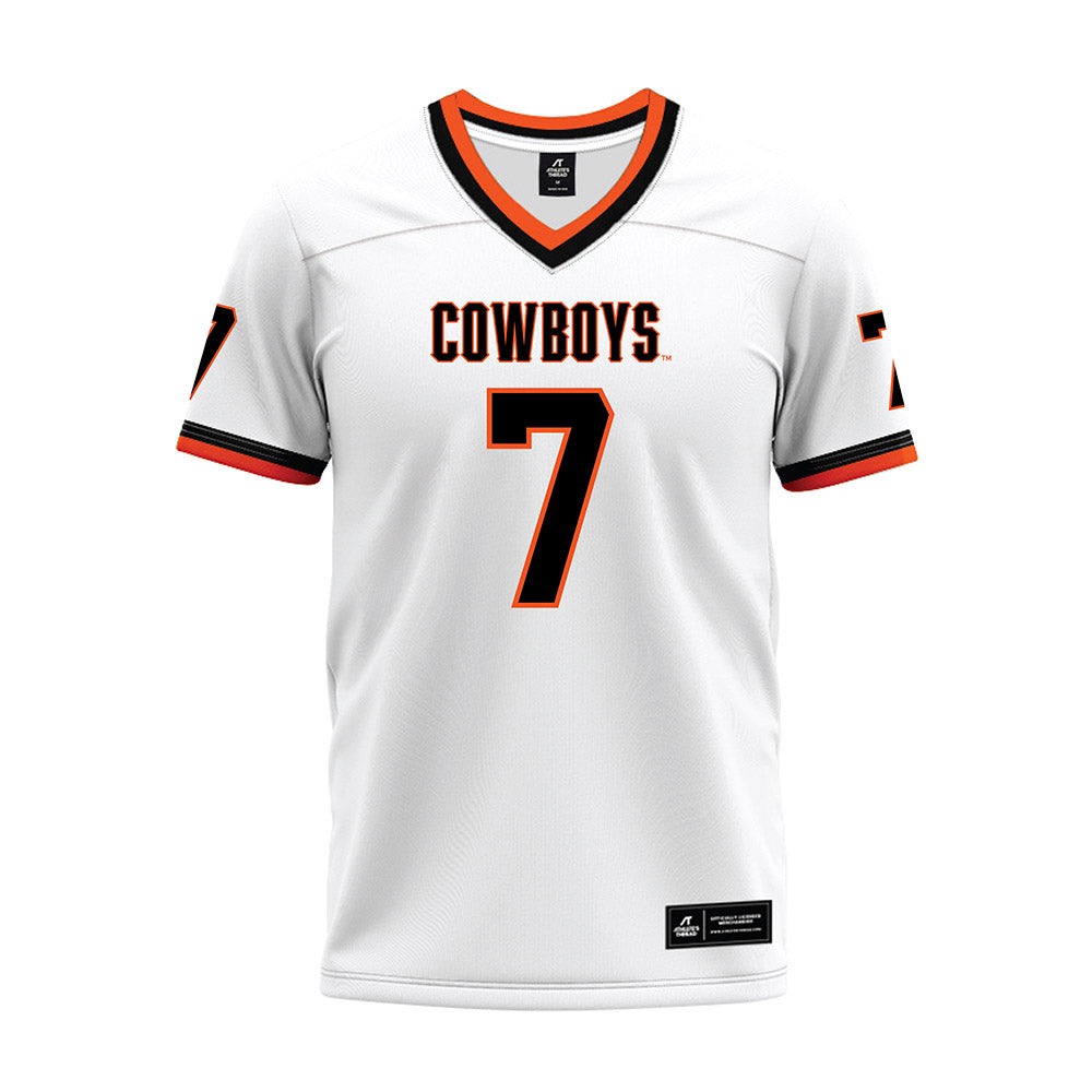 Oklahoma State - NCAA Football : Alan Bowman - White Premium Football Jersey