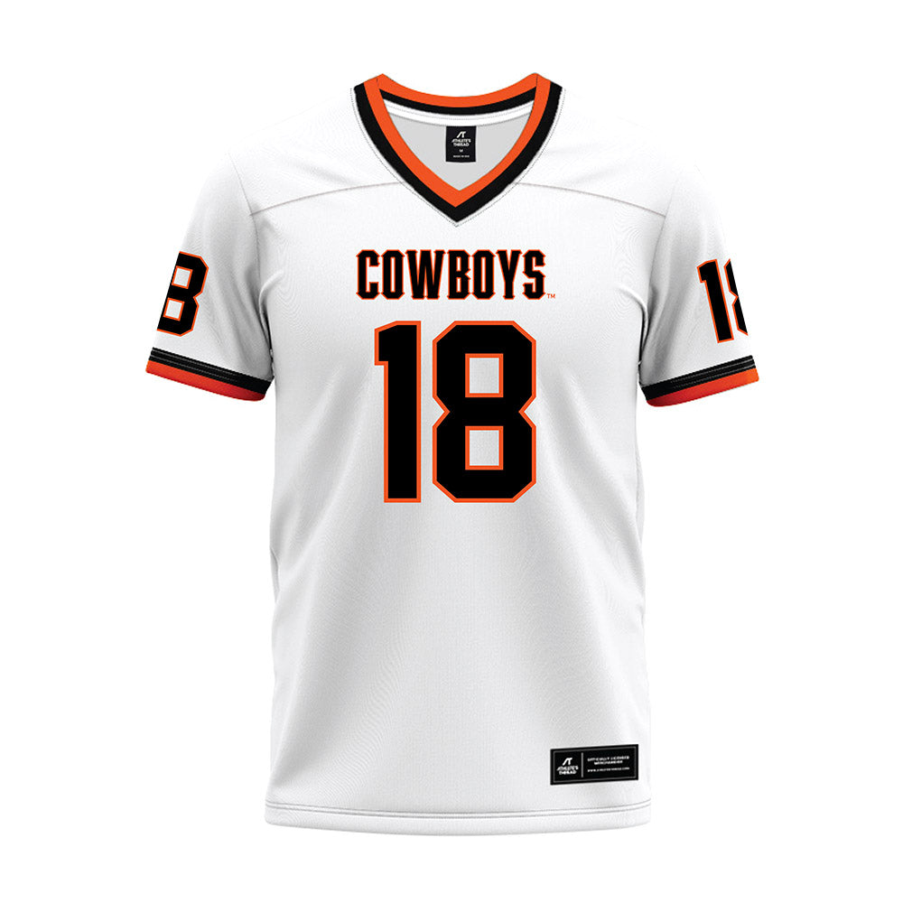 Oklahoma State - NCAA Football : Kobe Hylton - White Premium Football Jersey