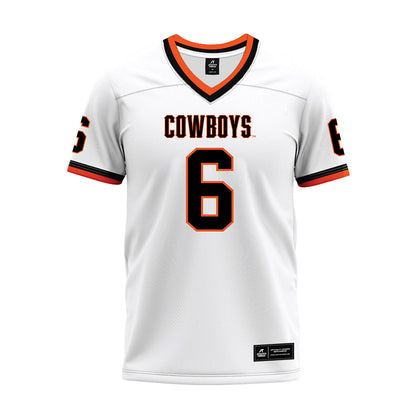 Oklahoma State - NCAA Football : Zane Flores - White Premium Football Jersey