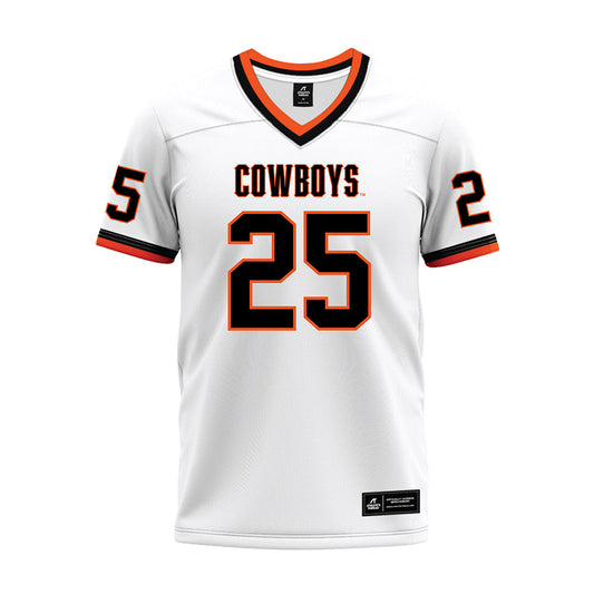 Oklahoma State - NCAA Football : Hudson Devins - White Premium Football Jersey