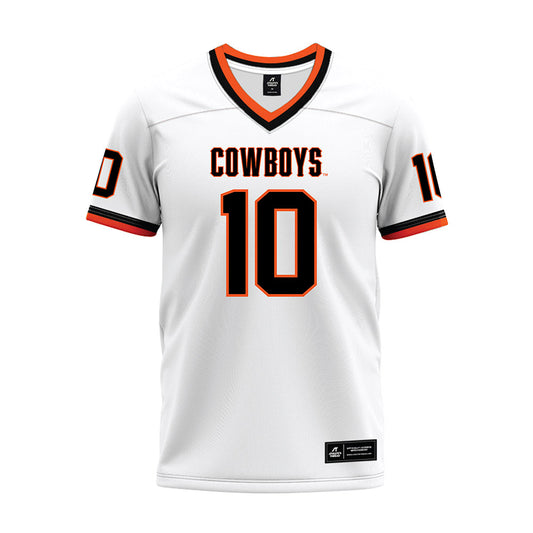 Oklahoma State - NCAA Football : Makale Smith - White Premium Football Jersey-0