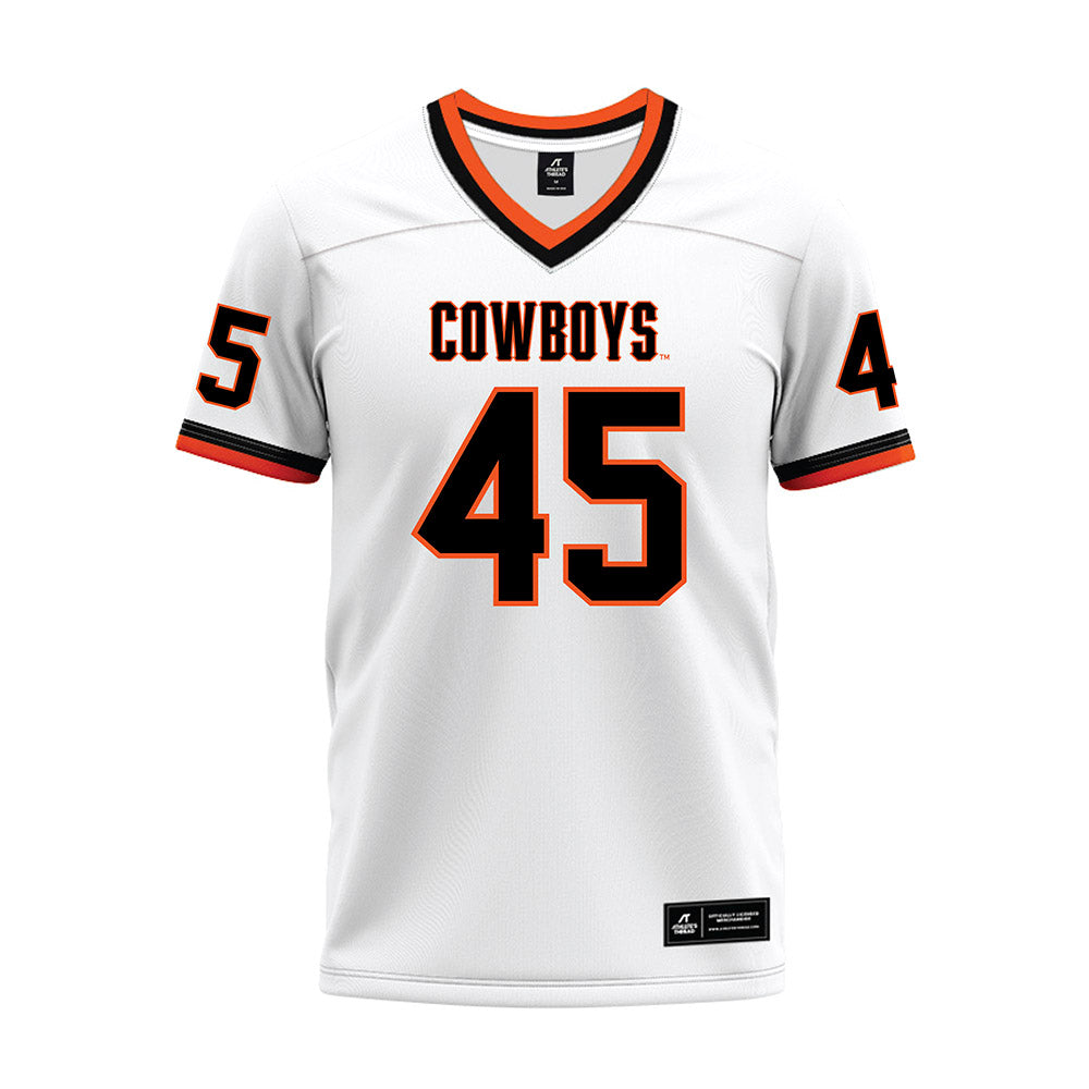 Oklahoma State - NCAA Football : Justin Crutchmer - White Premium Football Jersey