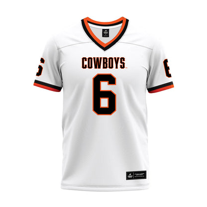 Oklahoma State - NCAA Football : Brandon Rawls - White Premium Football Jersey-0