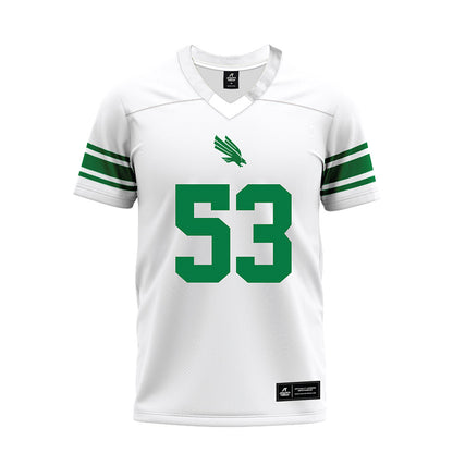 North Texas - NCAA Football : Blake Fann - White Premium Football Jersey