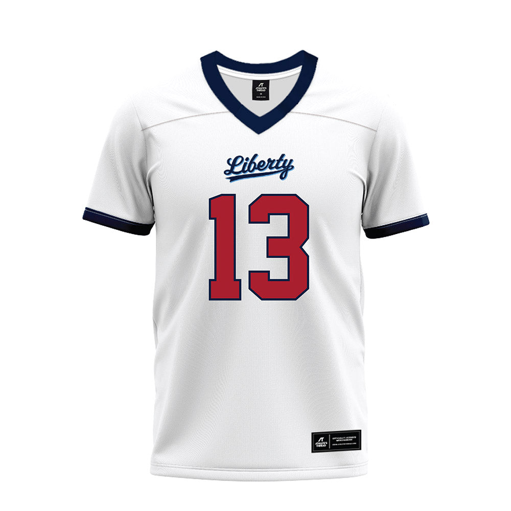Liberty - NCAA Football : Damond Harmon - White Premium Football Jersey-0