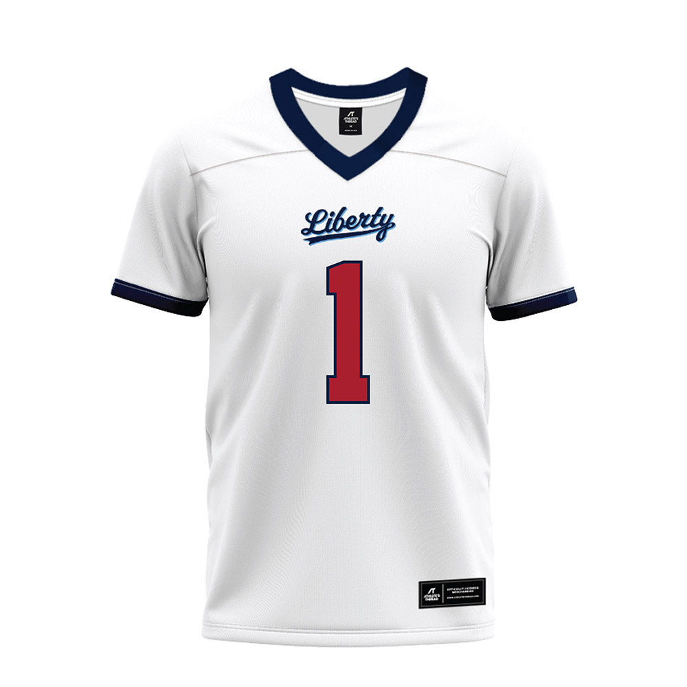 Liberty - NCAA Football : CJ Bazile Jr - White Premium Football Jersey-0