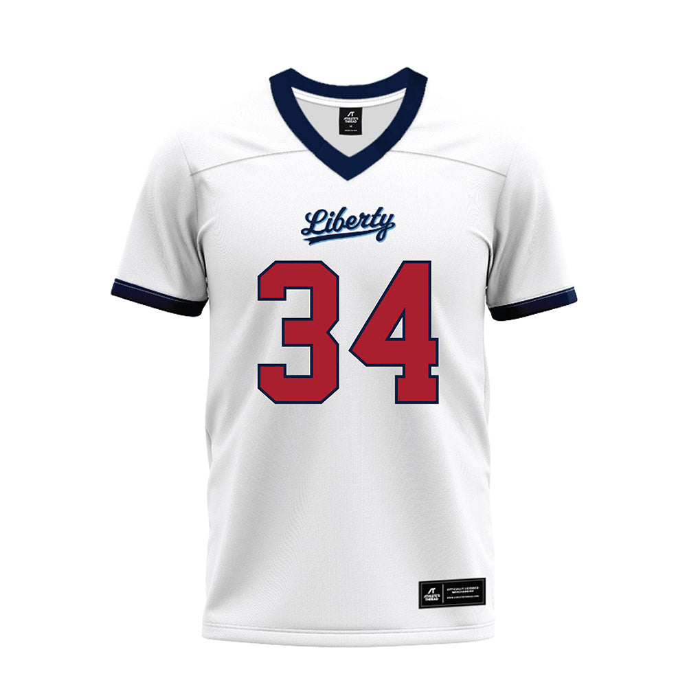 Liberty - NCAA Football : Seneca Moore Jr. - White Premium Football Jersey-0