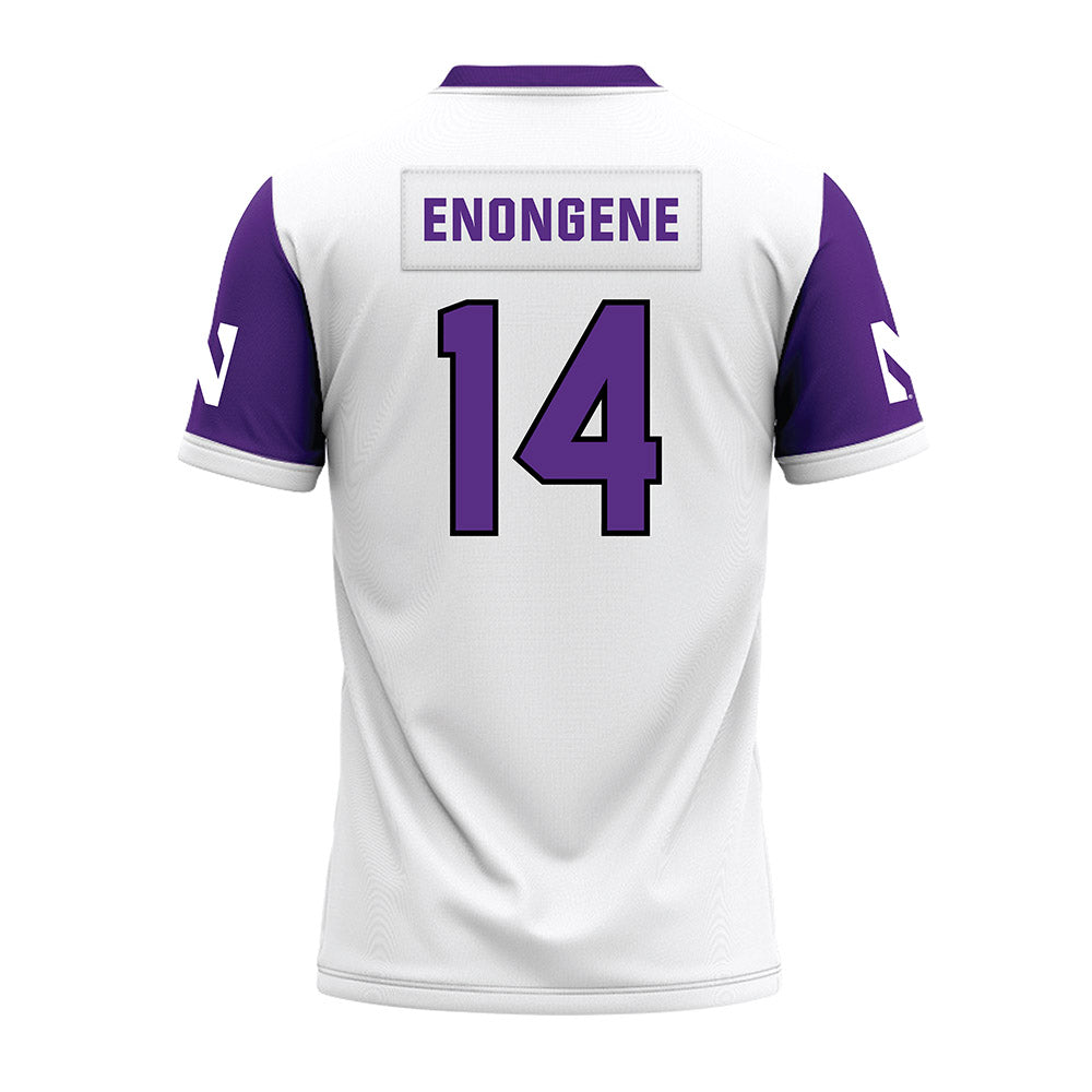 Northwestern - NCAA Football : Dube Enongene - White Premium Football Jersey-1