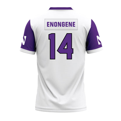 Northwestern - NCAA Football : Dube Enongene - White Premium Football Jersey-1