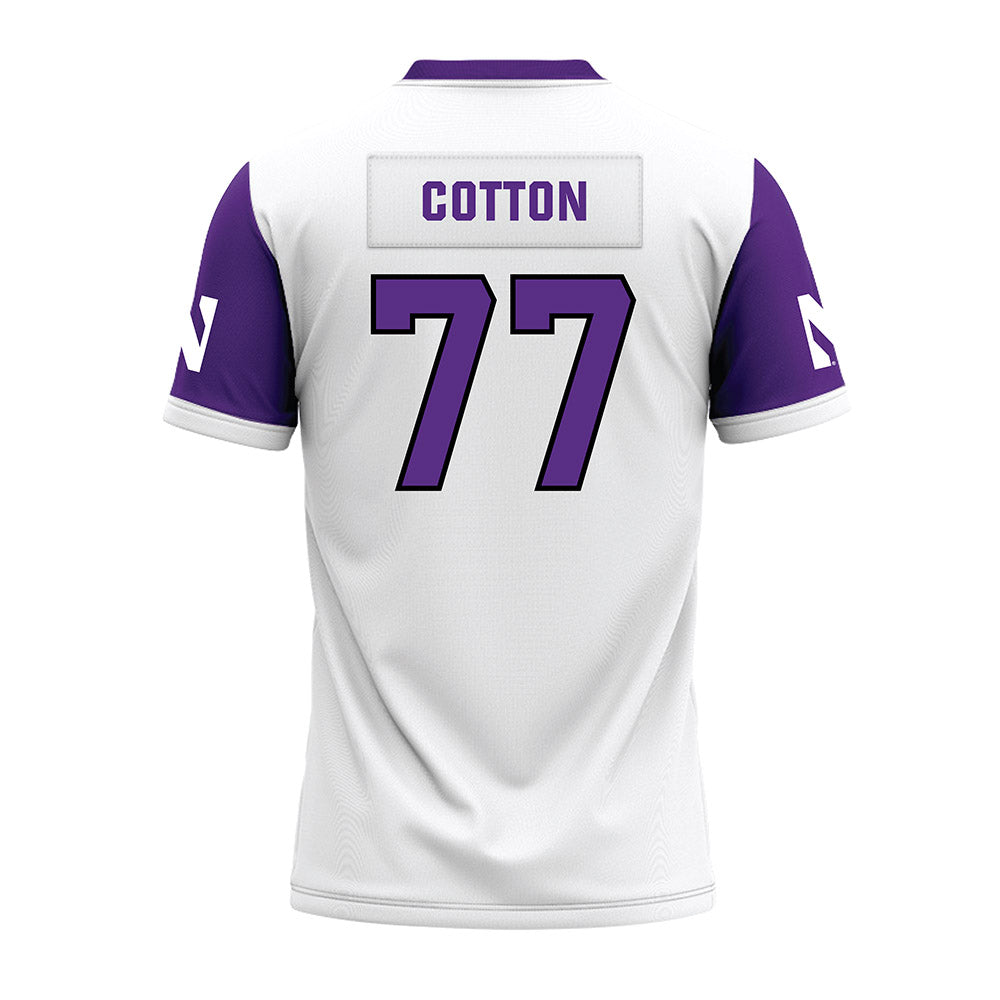 Northwestern - NCAA Football : Idrys Cotton - White Premium Football Jersey-1