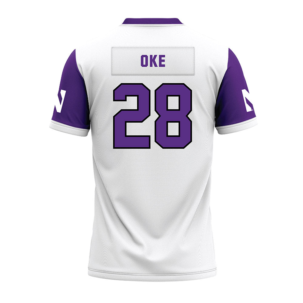 Northwestern - NCAA Football : Timi Oke - White Premium Football Jersey-1