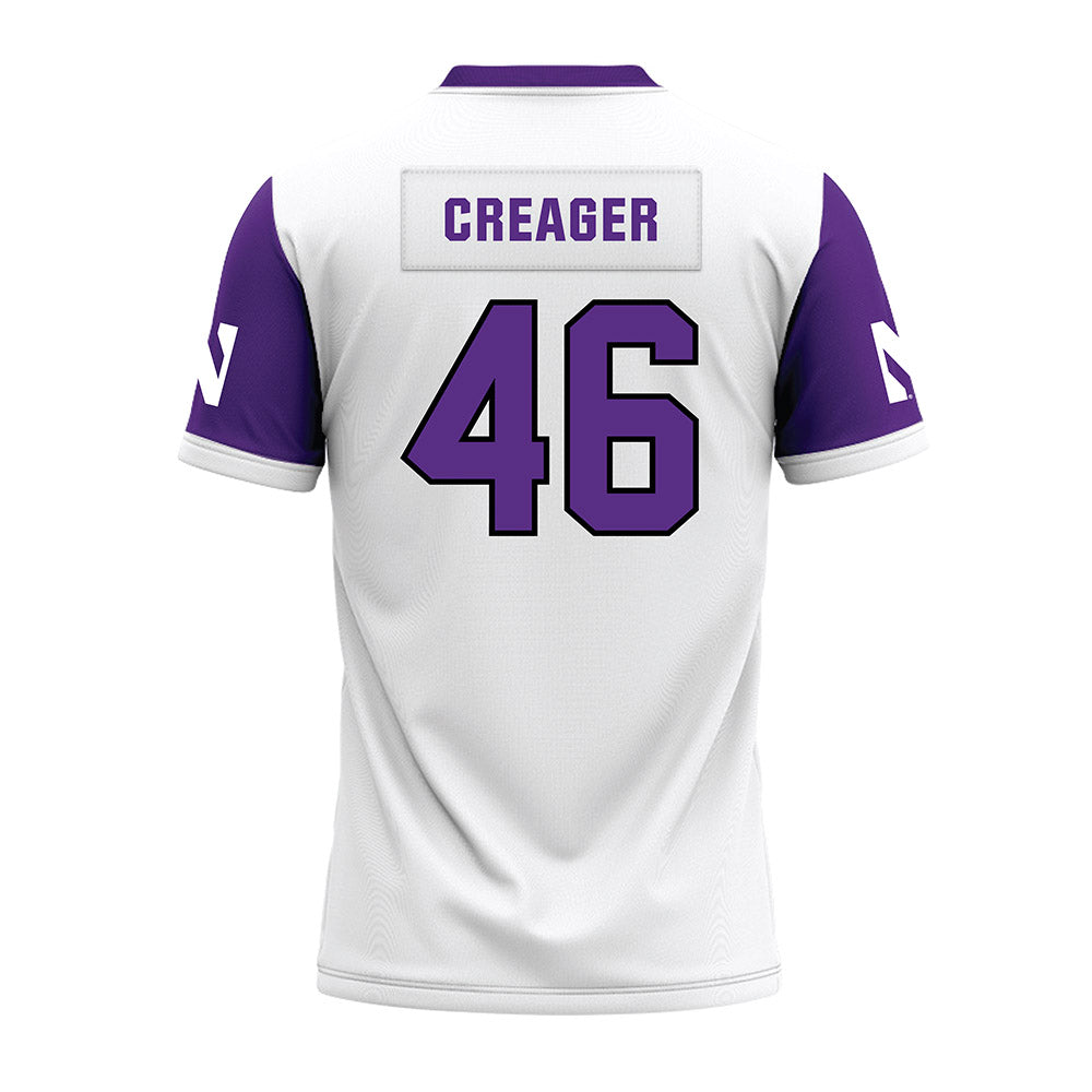 Northwestern - NCAA Football : Lincoln Creager - White Premium Football Jersey-1