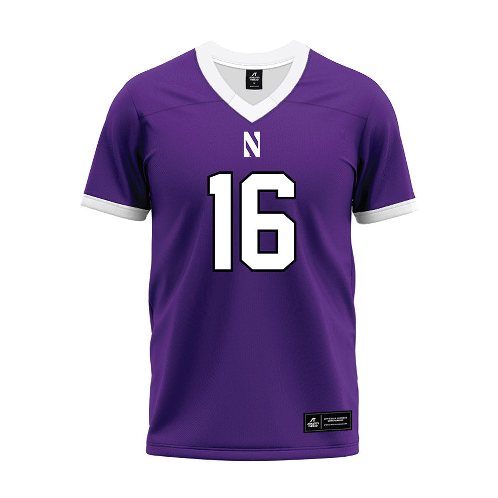 Northwestern - NCAA Football : Brennan Saxe - Purple Premium Football Jersey-0