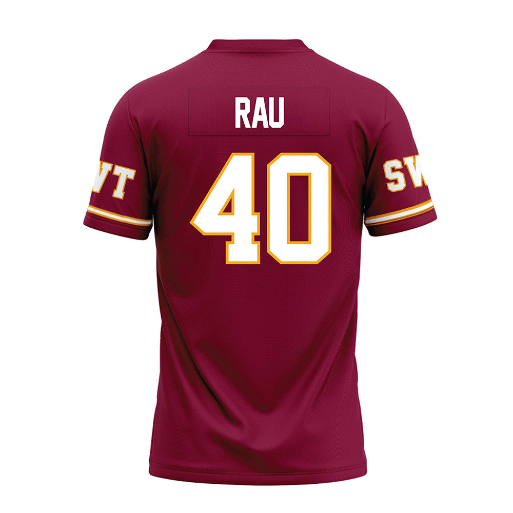 Texas State - NCAA Football : Lars Rau - Maroon Premium Football Jersey