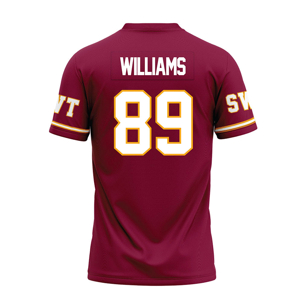 Texas State - NCAA Football : Jordan Williams - Maroon Premium Football Jersey-1