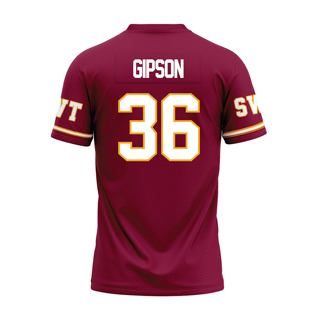 Texas State - NCAA Football : Greg Gipson - Maroon Premium Football Jersey-1