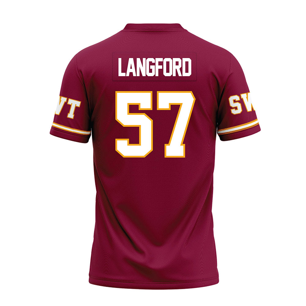 Texas State - NCAA Football : Ian Langford - Maroon Premium Football Jersey-1