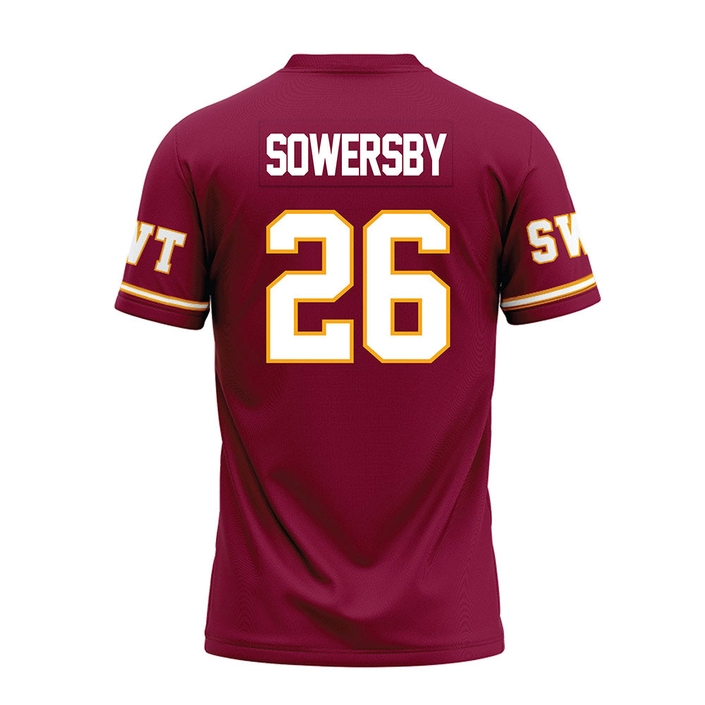 Texas State - NCAA Football : Bradley Sowersby - Maroon Premium Football Jersey-1