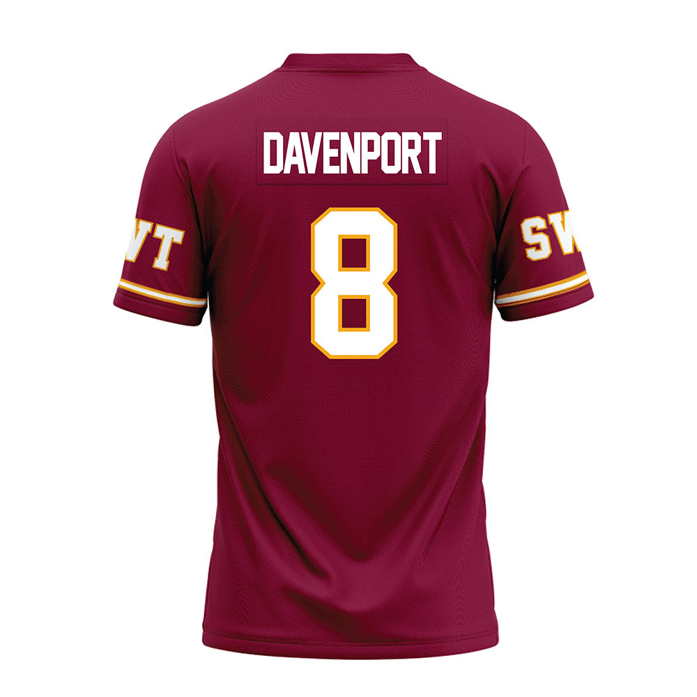 Texas State - NCAA Football : Donerio Davenport - Maroon Premium Football Jersey