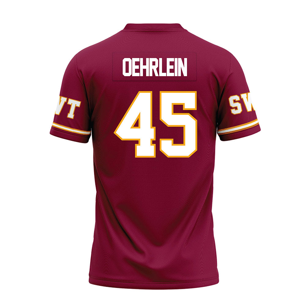 Texas State - NCAA Football : John Oehrlein - Maroon Premium Football Jersey