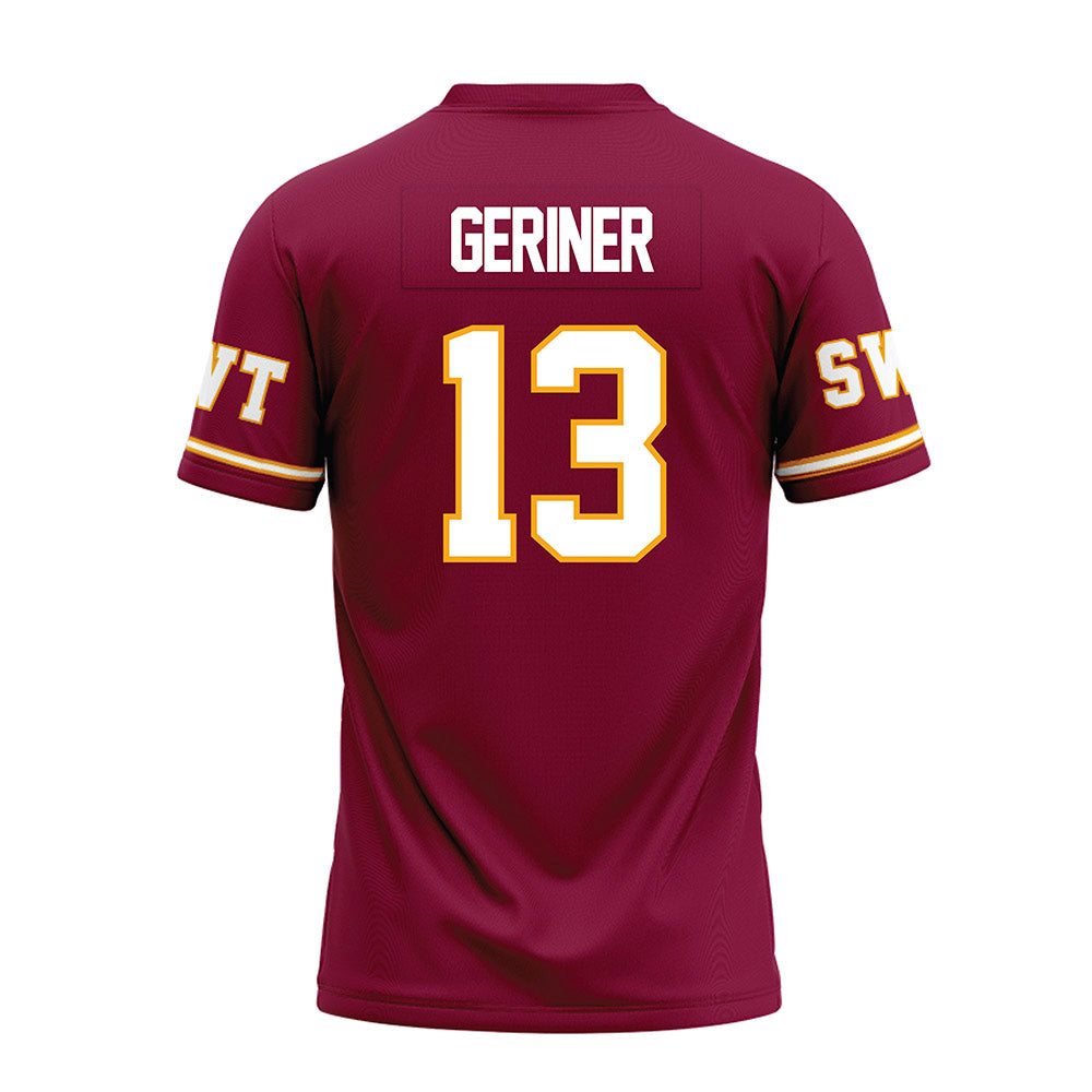 Texas State - NCAA Football : Holden Geriner - Maroon Premium Football Jersey-1