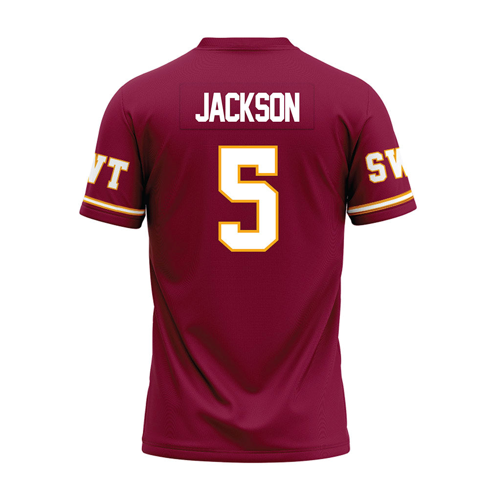 Texas State - NCAA Football : Darius Jackson - Maroon Premium Football Jersey