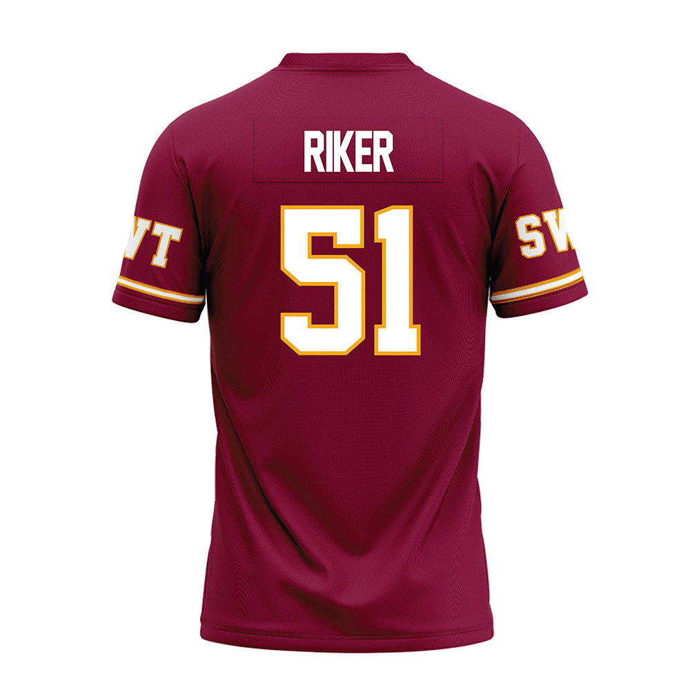 Texas State - NCAA Football : Brock Riker - Maroon Premium Football Jersey-1