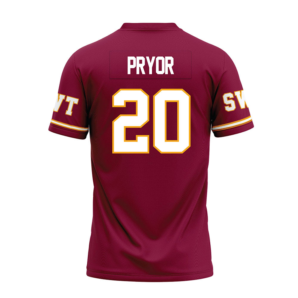 Texas State - NCAA Football : Cole Pryor - Maroon Premium Football Jersey-1