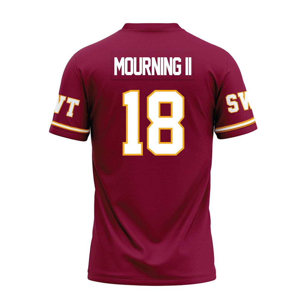 Texas State - NCAA Football : Derick Mourning II - Maroon Premium Football Jersey