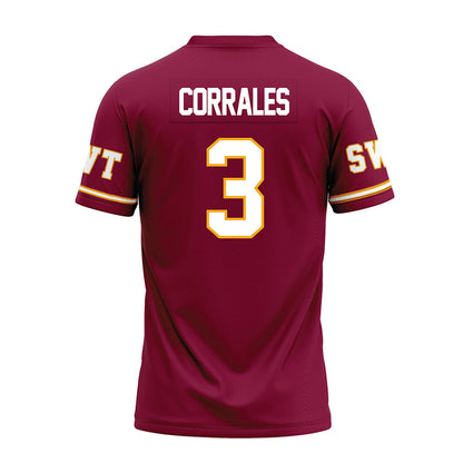 Texas State - NCAA Football : Beau Corrales - Maroon Premium Football Jersey