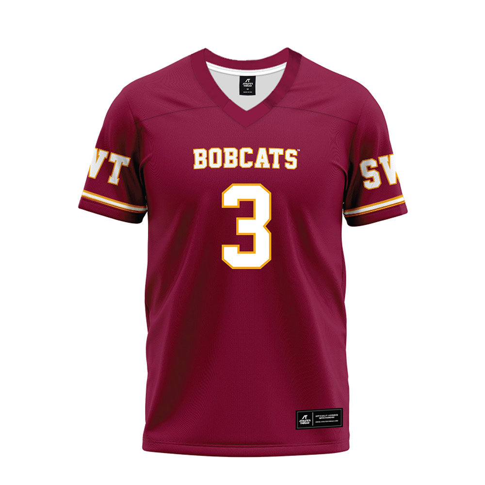 Texas State - NCAA Football : Michael Boudoin III - Maroon Premium Football Jersey-0