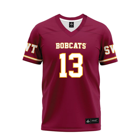 Texas State - NCAA Football : Holden Geriner - Maroon Premium Football Jersey-0