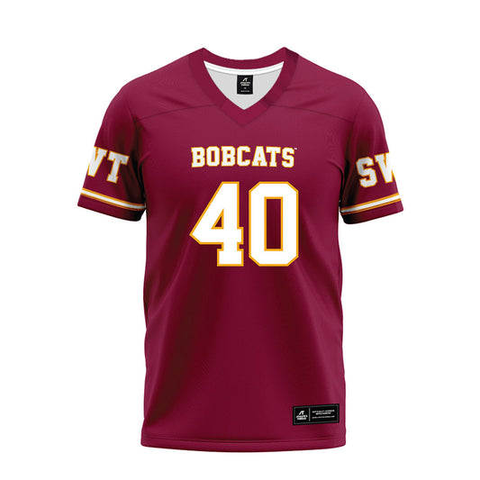 Texas State - NCAA Football : Lars Rau - Maroon Premium Football Jersey