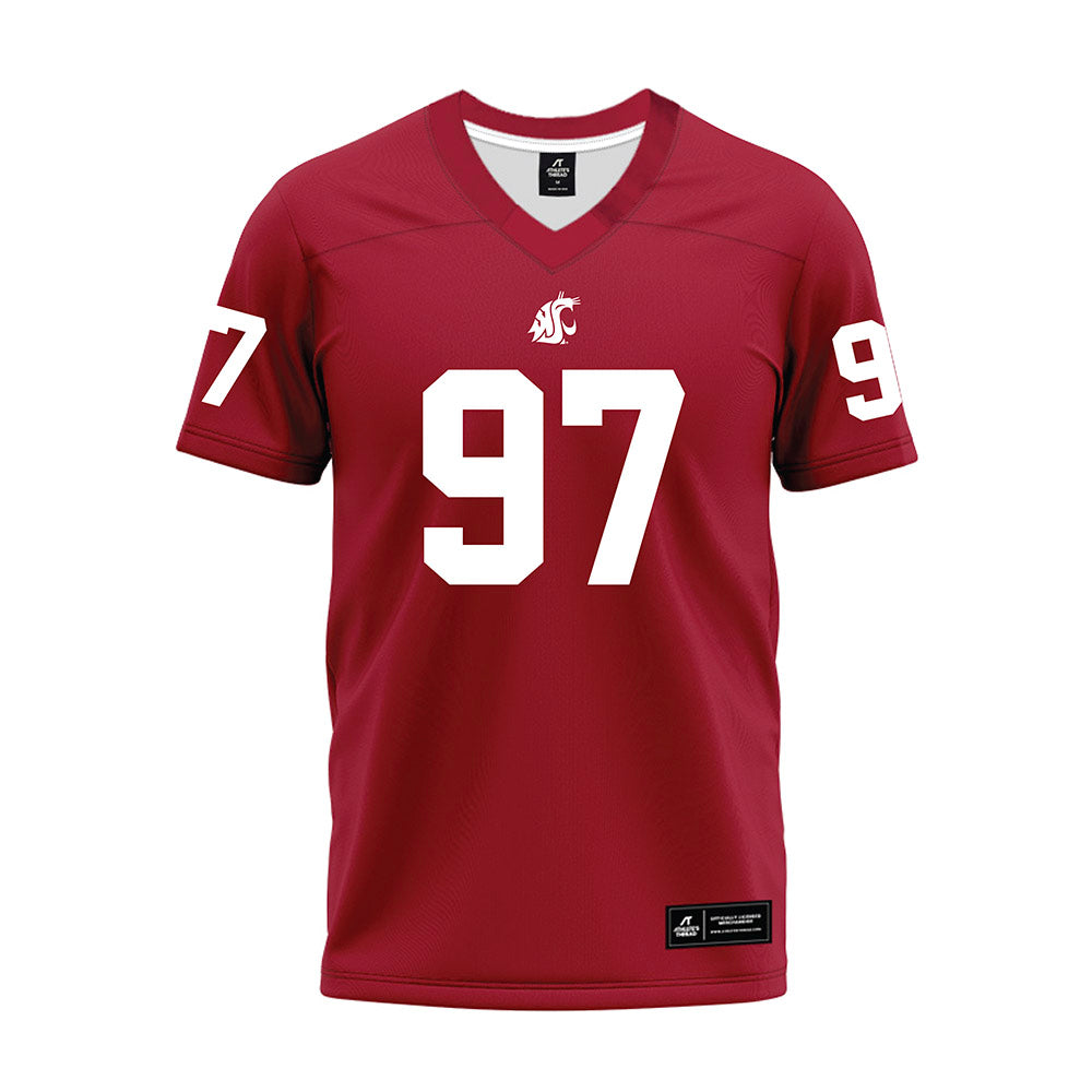 WSU - NCAA Football : Max Baloun - Cardinal Premium Football Jersey-0