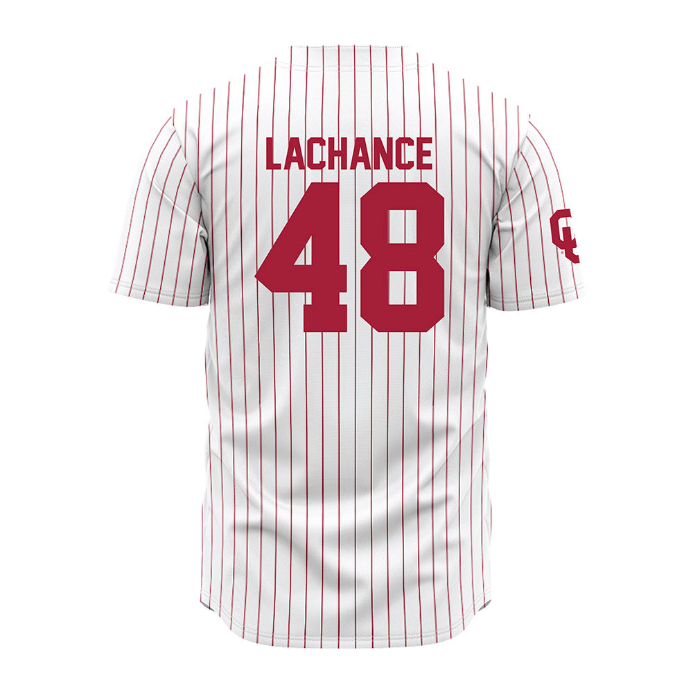 Oklahoma - NCAA Baseball : Deiten Lachance - Pinstripe Jersey-1