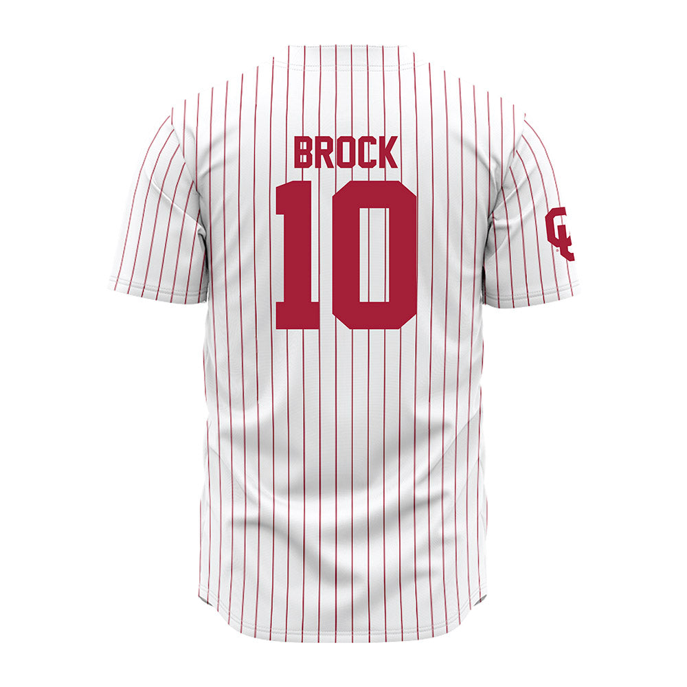 Oklahoma - NCAA Baseball : Brendan Brock - Pinstripe Jersey-1