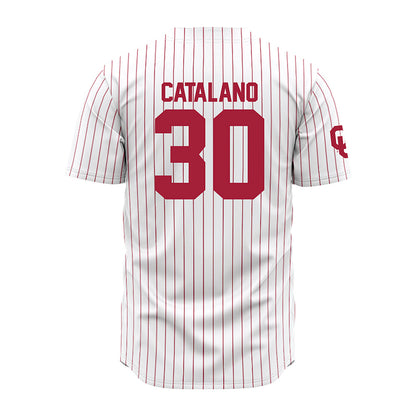 Oklahoma - NCAA Baseball : Michael Catalano - Pinstripe Jersey-1
