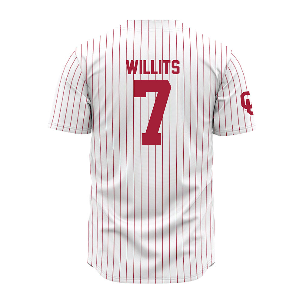 Oklahoma - NCAA Baseball : Jaxon Willits - Pinstripe Jersey-1