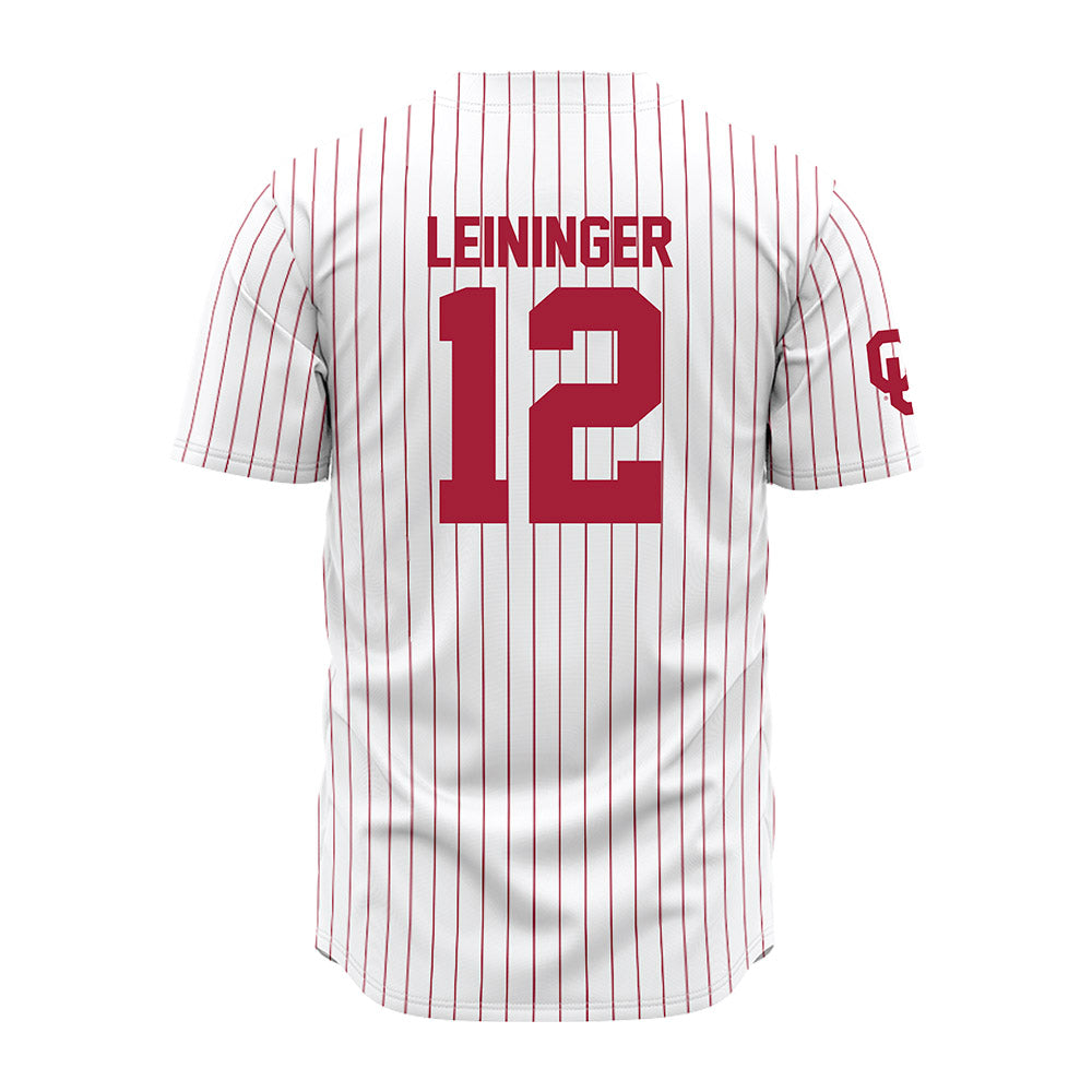 Oklahoma - NCAA Baseball : Ryley Leininger - Pinstripe Jersey-1